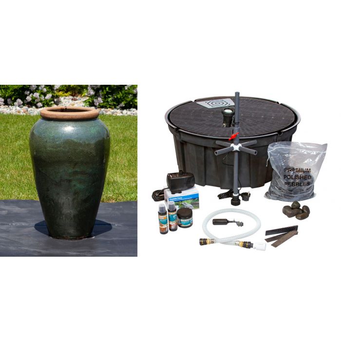 Tuscany FNT3830 Ceramic Triple Vase Complete Fountain Kit Vase Fountain Blue Thumb 