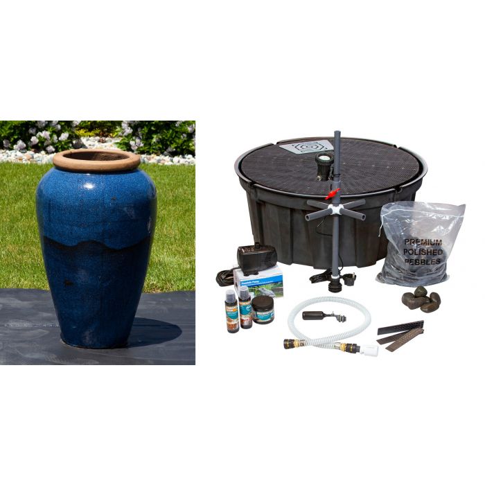 Tuscany FNT3831 Ceramic Triple Vase Complete Fountain Kit Vase Fountain Blue Thumb 