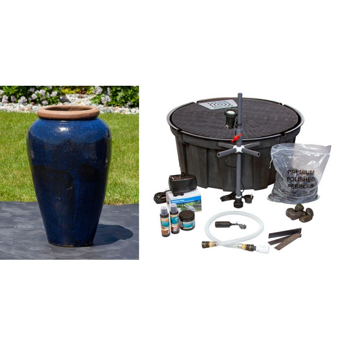 Tuscany FNT3833 Ceramic Triple Vase Complete Fountain Kit Vase Fountain Blue Thumb 