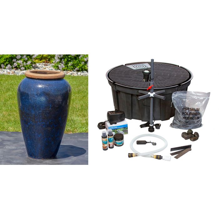 Tuscany FNT3835 Ceramic Triple Vase Complete Fountain Kit Vase Fountain Blue Thumb 