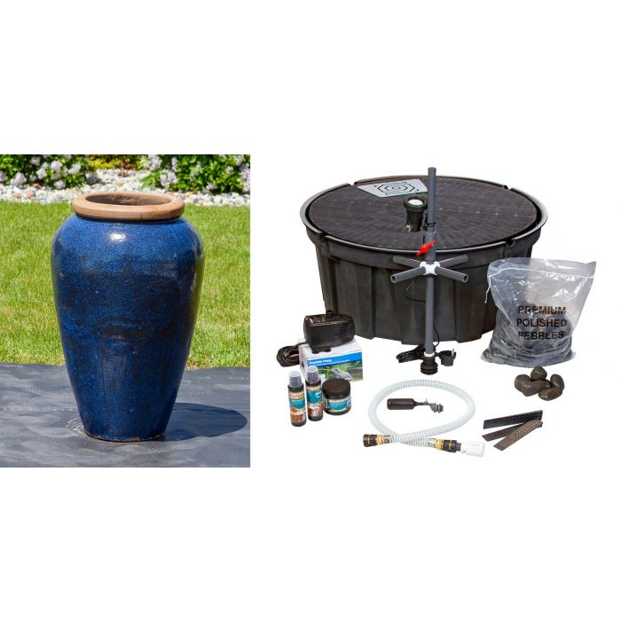 Tuscany FNT3836 Ceramic Triple Vase Complete Fountain Kit Vase Fountain Blue Thumb 