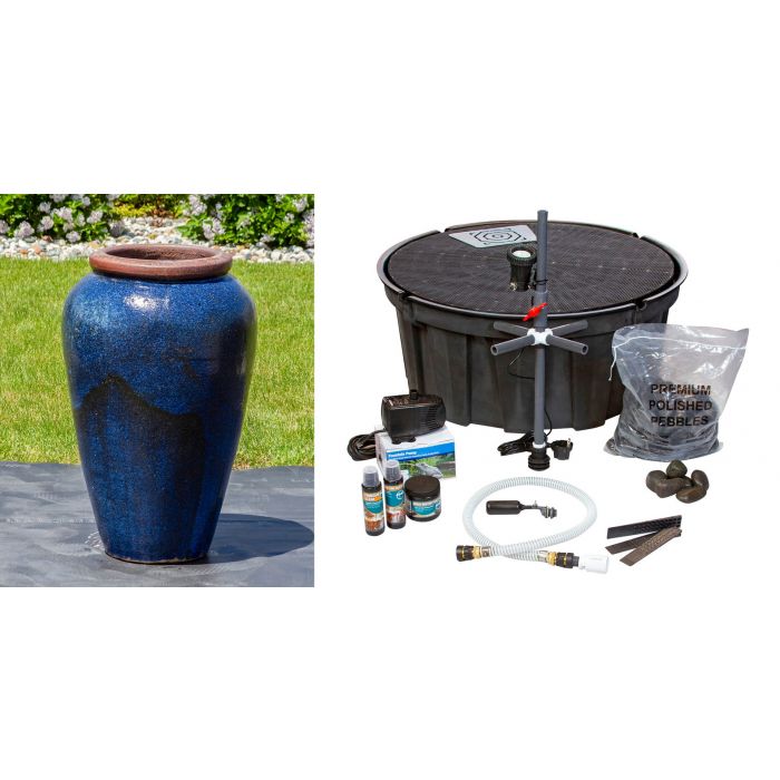 Tuscany FNT3837 Ceramic Triple Vase Complete Fountain Kit Vase Fountain Blue Thumb 