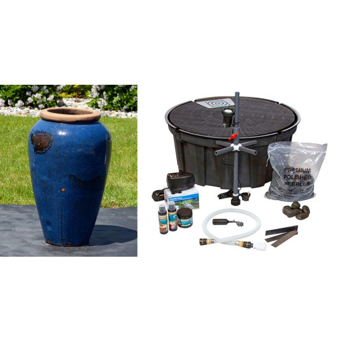 Tuscany FNT3839 Ceramic Triple Vase Complete Fountain Kit Vase Fountain Blue Thumb 