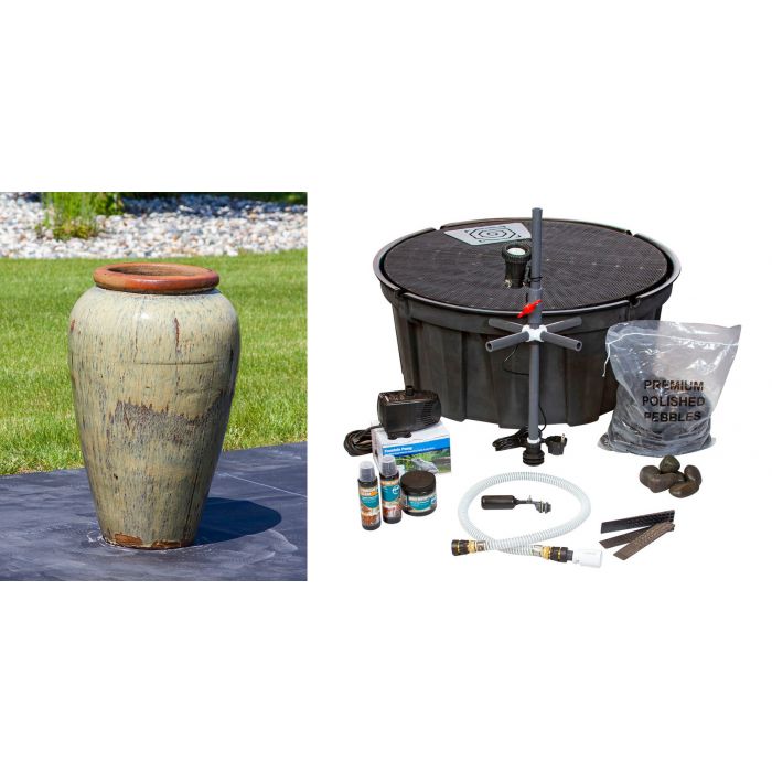 Tuscany FNT3846 Ceramic Triple Vase Complete Fountain Kit Vase Fountain Blue Thumb 