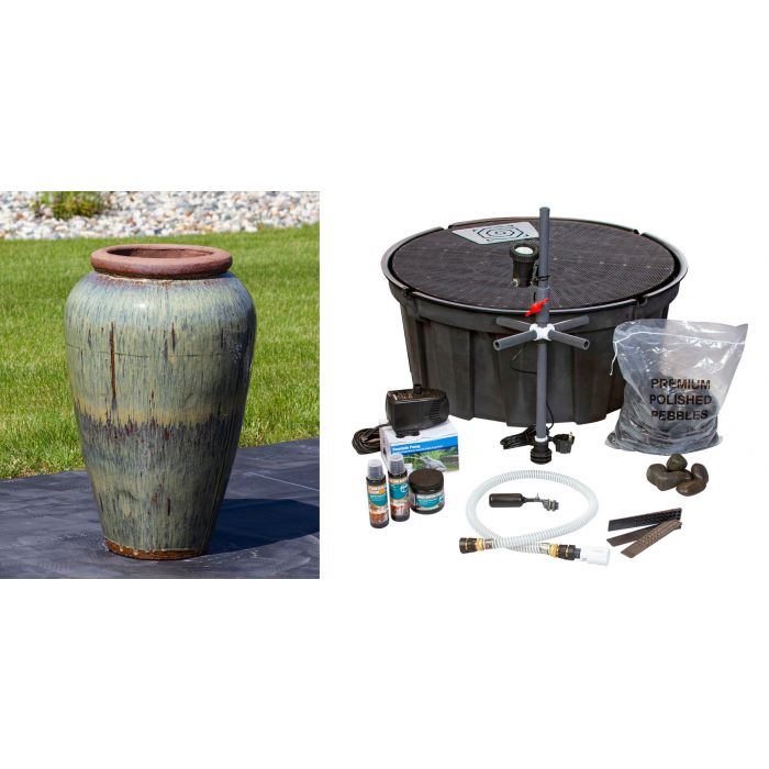 Tuscany FNT3853 Ceramic Triple Vase Complete Fountain Kit Vase Fountain Blue Thumb 