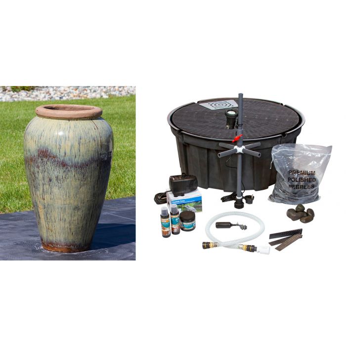 Tuscany FNT3854 Ceramic Triple Vase Complete Fountain Kit Vase Fountain Blue Thumb 