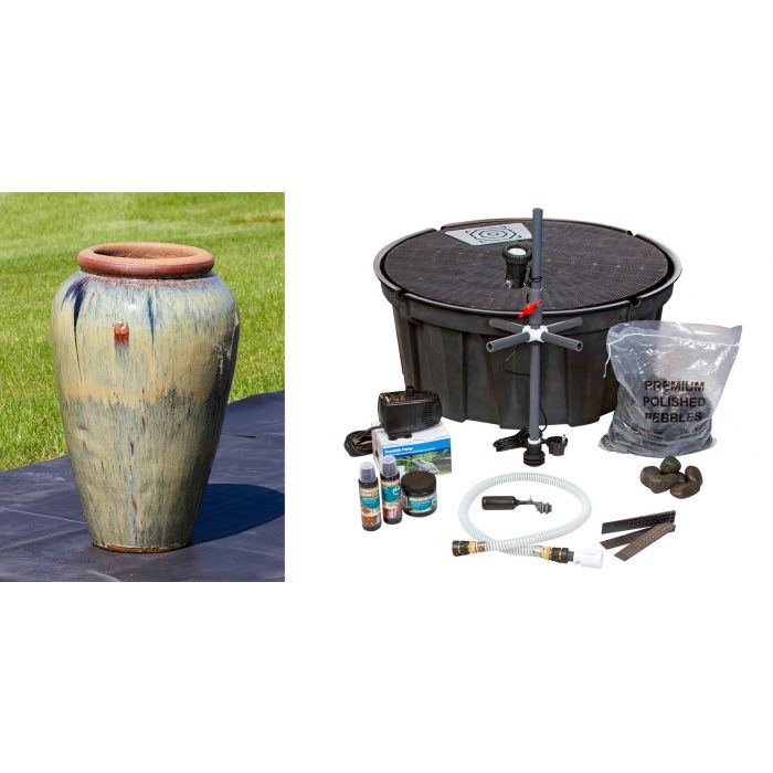Tuscany FNT3855 Ceramic Triple Vase Complete Fountain Kit Vase Fountain Blue Thumb 