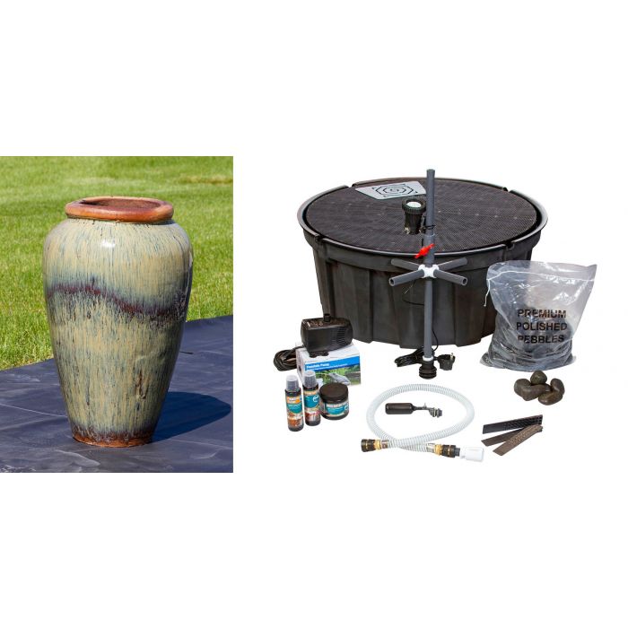 Tuscany FNT3856 Ceramic Triple Vase Complete Fountain Kit Vase Fountain Blue Thumb 