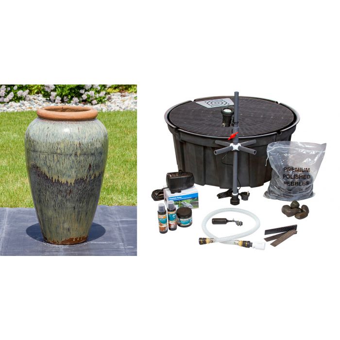 Tuscany FNT3866 Ceramic Triple Vase Complete Fountain Kit Vase Fountain Blue Thumb 