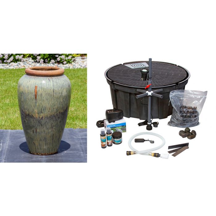 Tuscany FNT3868 Ceramic Triple Vase Complete Fountain Kit Vase Fountain Blue Thumb 