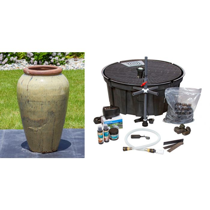 Tuscany FNT3871 Ceramic Triple Vase Complete Fountain Kit Vase Fountain Blue Thumb 