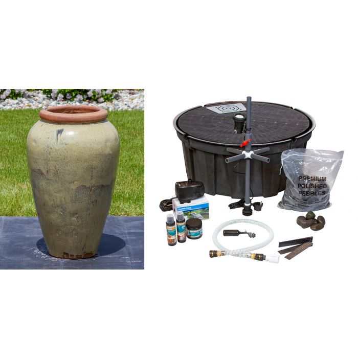 Tuscany FNT3874 Ceramic Triple Vase Complete Fountain Kit Vase Fountain Blue Thumb 