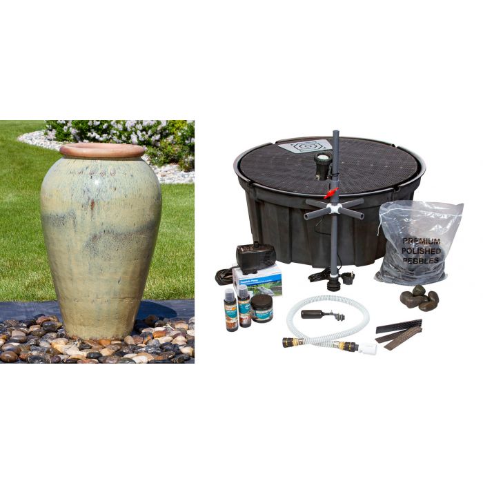 Tuscany FNT3881 Ceramic Triple Vase Complete Fountain Kit Vase Fountain Blue Thumb 