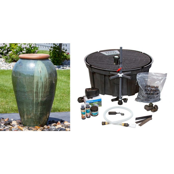 Tuscany FNT3894 Ceramic Triple Vase Complete Fountain Kit Vase Fountain Blue Thumb 