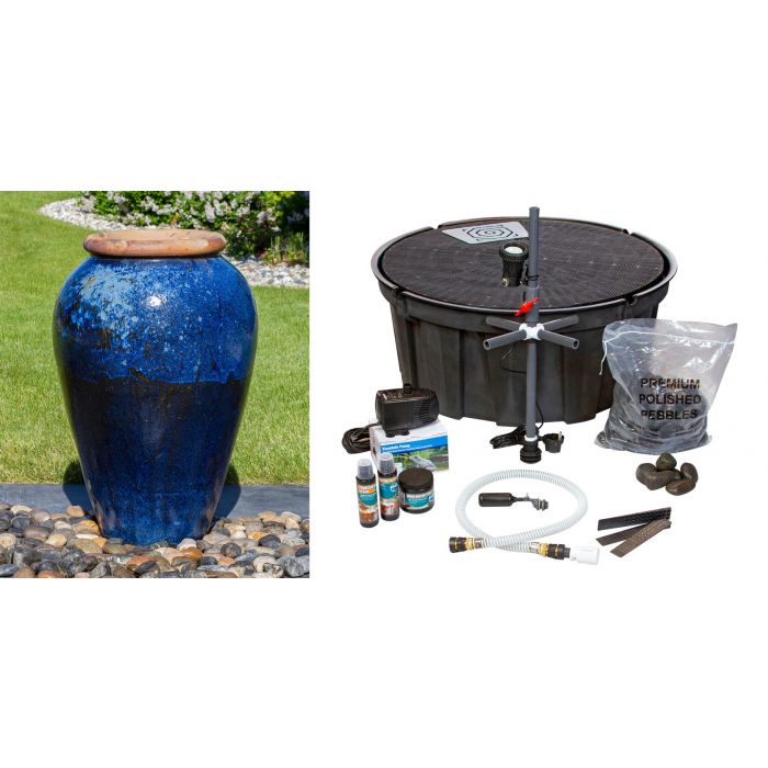 Tuscany FNT3905 Ceramic Triple Vase Complete Fountain Kit Vase Fountain Blue Thumb 