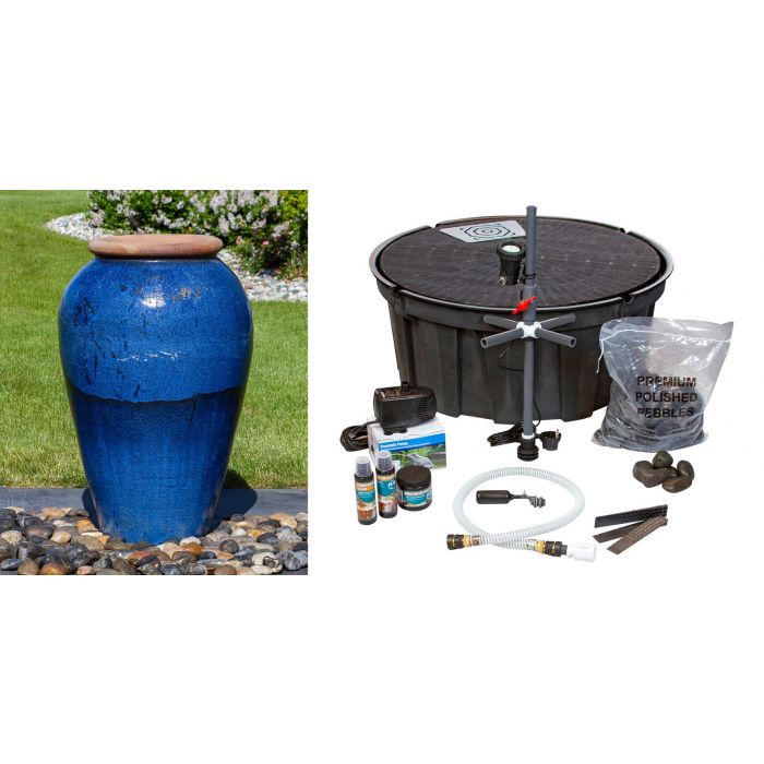 Tuscany FNT3911 Ceramic Triple Vase Complete Fountain Kit Vase Fountain Blue Thumb 