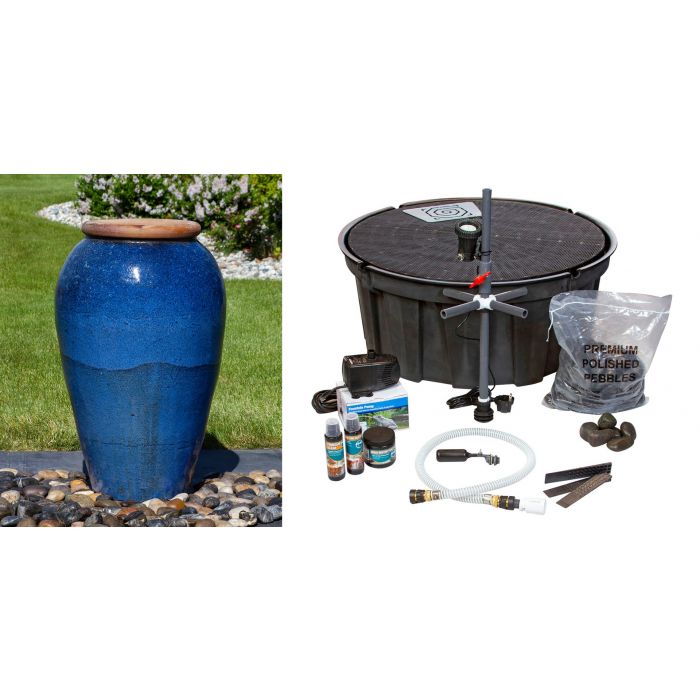 Tuscany FNT3914 Ceramic Triple Vase Complete Fountain Kit Vase Fountain Blue Thumb 