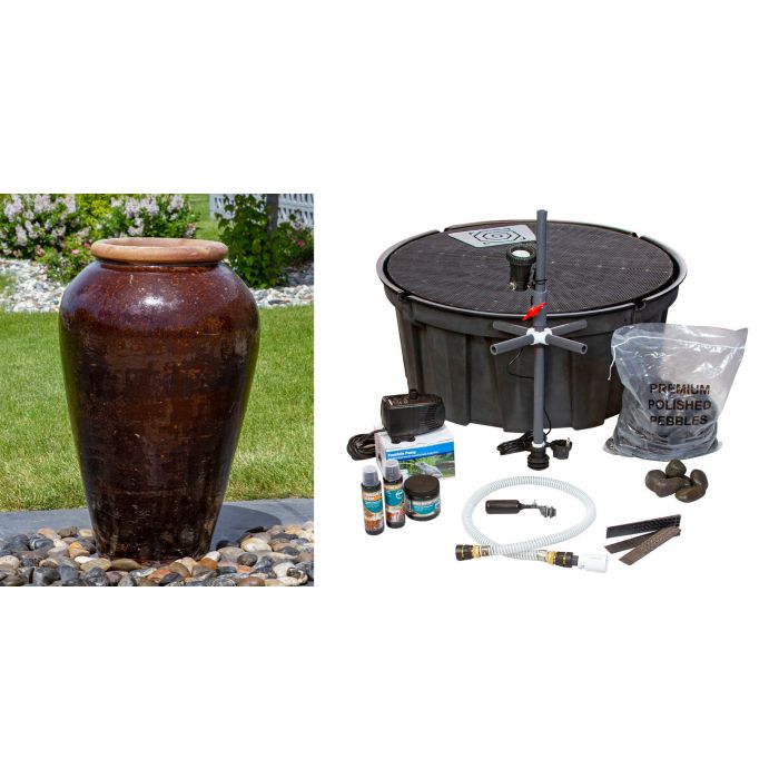 Tuscany FNT3924 Ceramic Triple Vase Complete Fountain Kit Vase Fountain Blue Thumb 