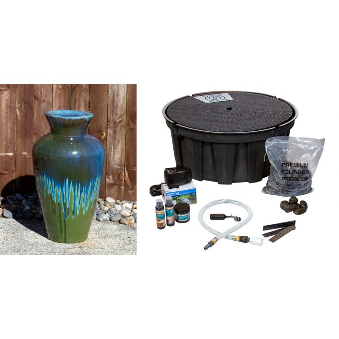Closed Top FNT3933 Ceramic Vase Complete Fountain Kit Vase Fountain Blue Thumb 