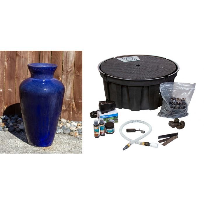 Closed Top FNT3934 Ceramic Vase Complete Fountain Kit Vase Fountain Blue Thumb 