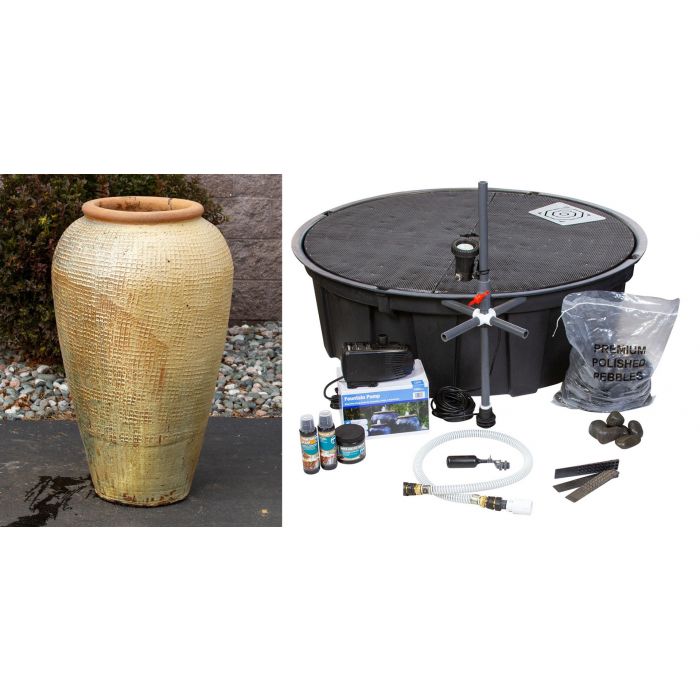 Tuscany FNT40008 Ceramic Triple Vase Complete Fountain Kit Vase Fountain Blue Thumb 