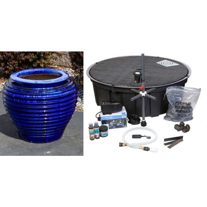 Genova FNT40127 Ceramic Vase Complete Fountain Kit Vase Fountain Blue Thumb 