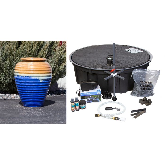 Genova FNT40363 Ceramic Vase Complete Fountain Kit Vase Fountain Blue Thumb 
