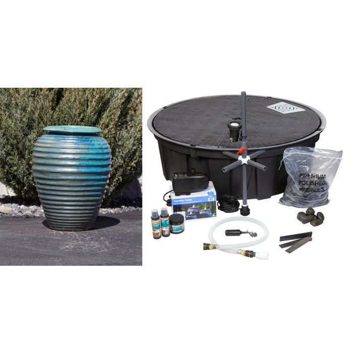 Genova FNT40364 Ceramic Vase Complete Fountain Kit Vase Fountain Blue Thumb 