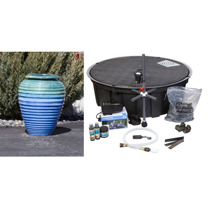 Genova FNT40368 Ceramic Vase Complete Fountain Kit Vase Fountain Blue Thumb 