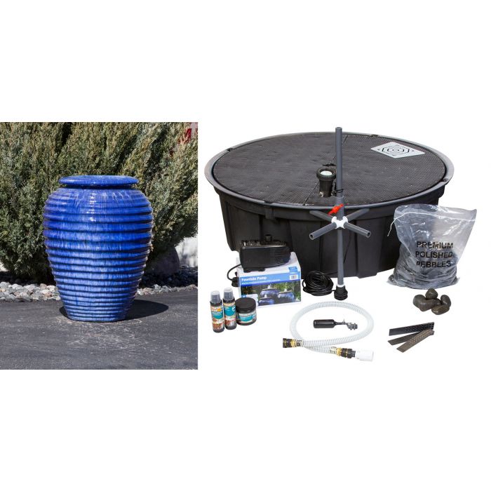 Genova FNT40369 Ceramic Vase Complete Fountain Kit Vase Fountain Blue Thumb 