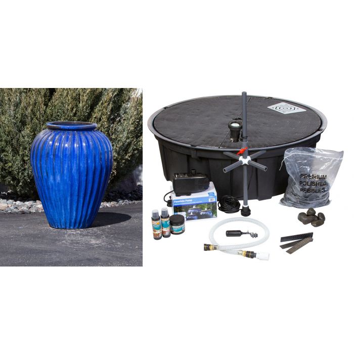 One of a Kind FNT40379 Ceramic Vase Complete Fountain Kit Vase Fountain Blue Thumb 