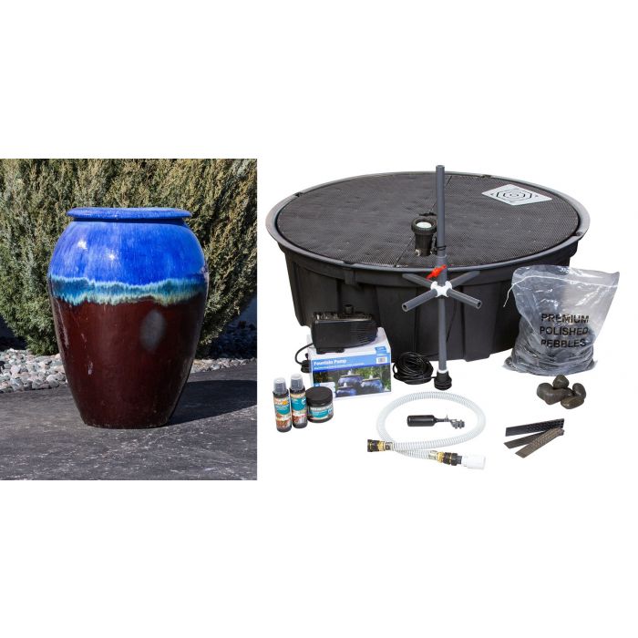 Oil Jar FNT40408 Ceramic Vase Complete Fountain Kit Vase Fountain Blue Thumb 