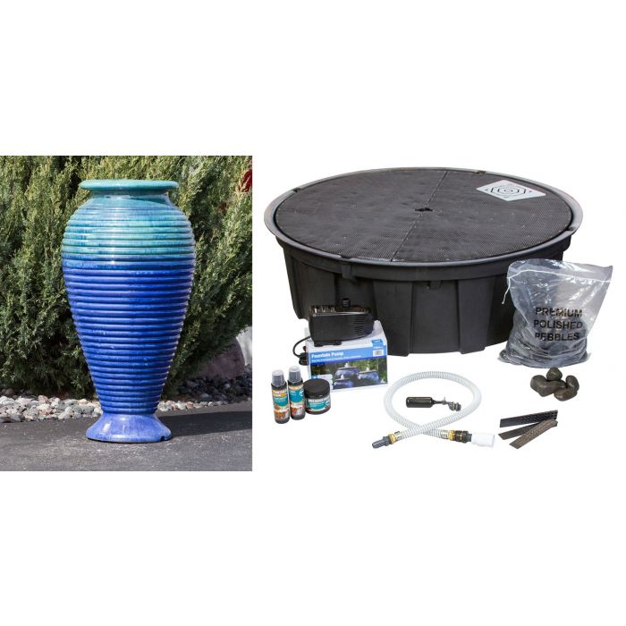 Closed Top FNT40435 Ceramic Vase Complete Fountain Kit Vase Fountain Blue Thumb 