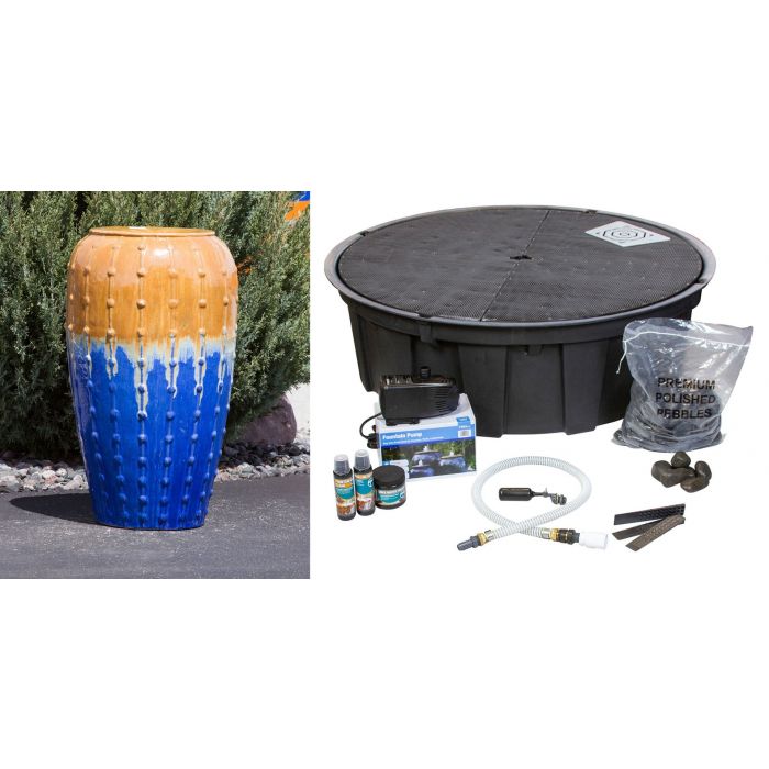 Closed Top FNT40438 Ceramic Vase Complete Fountain Kit Vase Fountain Blue Thumb 