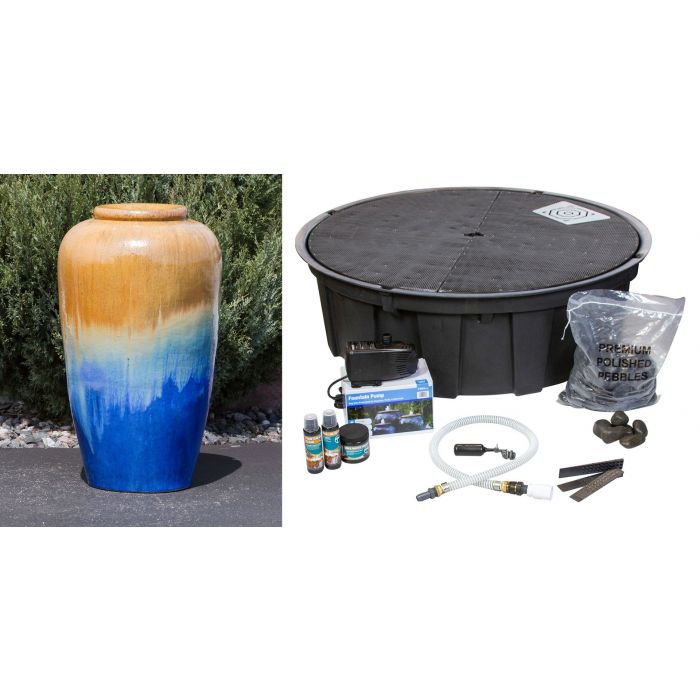 Closed Top FNT40445 Ceramic Vase Complete Fountain Kit Vase Fountain Blue Thumb 