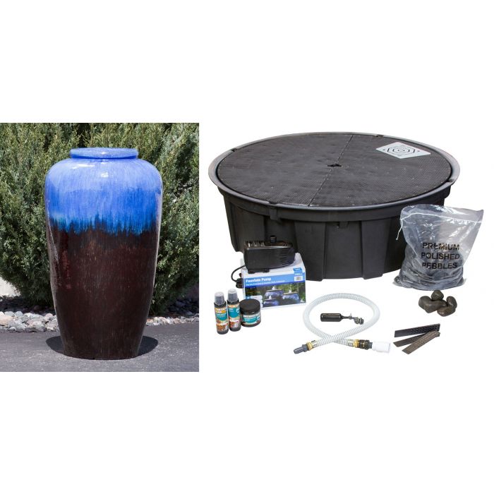 Closed Top FNT40449 Ceramic Vase Complete Fountain Kit Vase Fountain Blue Thumb 
