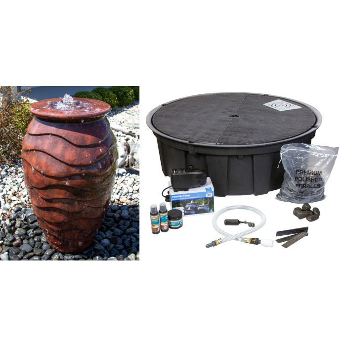 Closed Top FNT40664 Ceramic Vase Complete Scalloped Urn Fountain Kit Vase Fountain Blue Thumb 