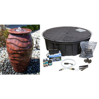 Thumbnail for Closed Top FNT40665 Ceramic Vase Complete Scalloped Urn Fountain Kit Vase Fountain Blue Thumb 