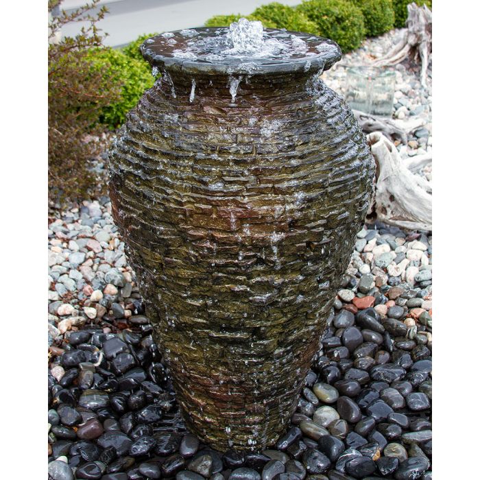 Closed Top cCeramic Vase Complete Scalloped Urn Fountain Kit Vase Fountain Blue Thumb 