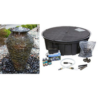 Thumbnail for Closed Top FNT40666 Ceramic Vase Complete Stacked Slate Fountain Kit Vase Fountain Blue Thumb 