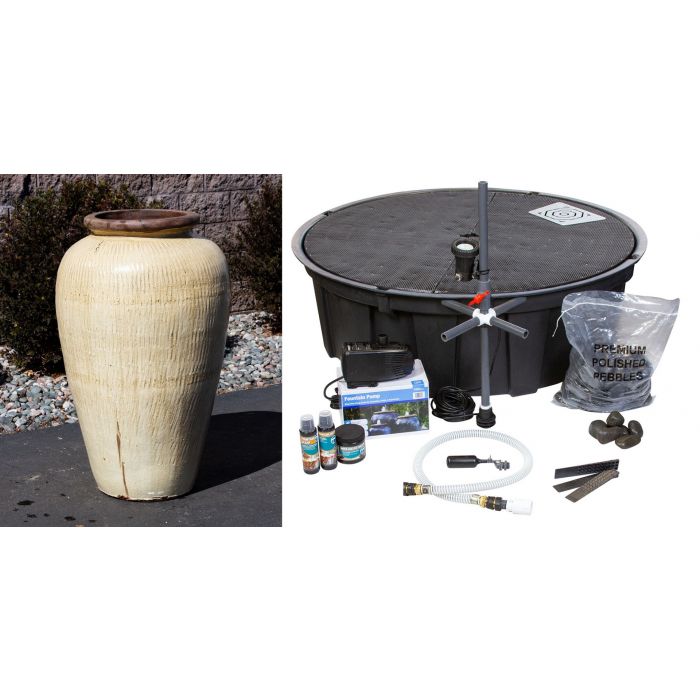 Tuscany FNT40675 Ceramic Triple Vase Complete Fountain Kit Vase Fountain Blue Thumb 