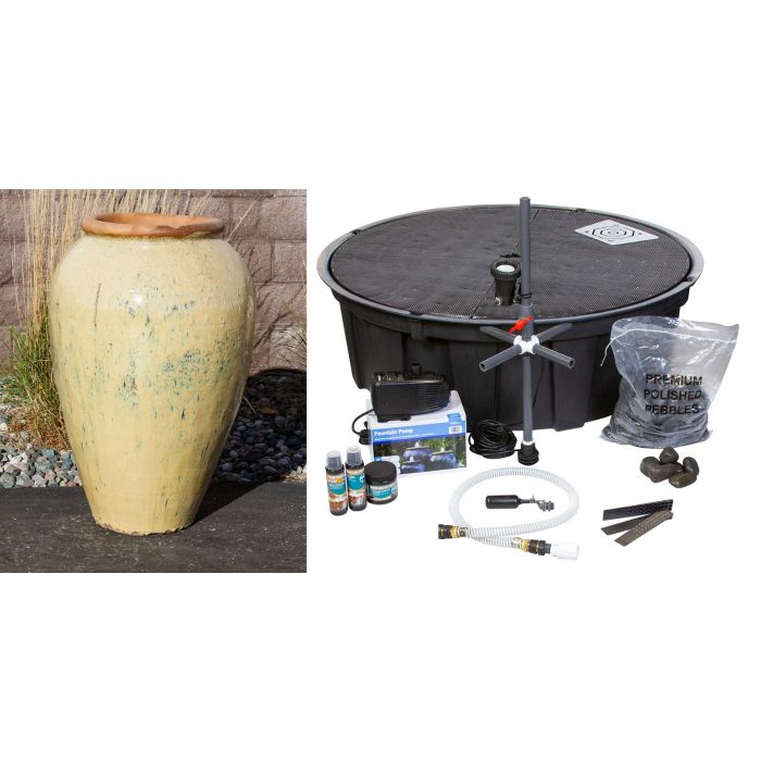 Tuscany FNT40701 Ceramic Triple Vase Complete Fountain Kit Vase Fountain Blue Thumb 