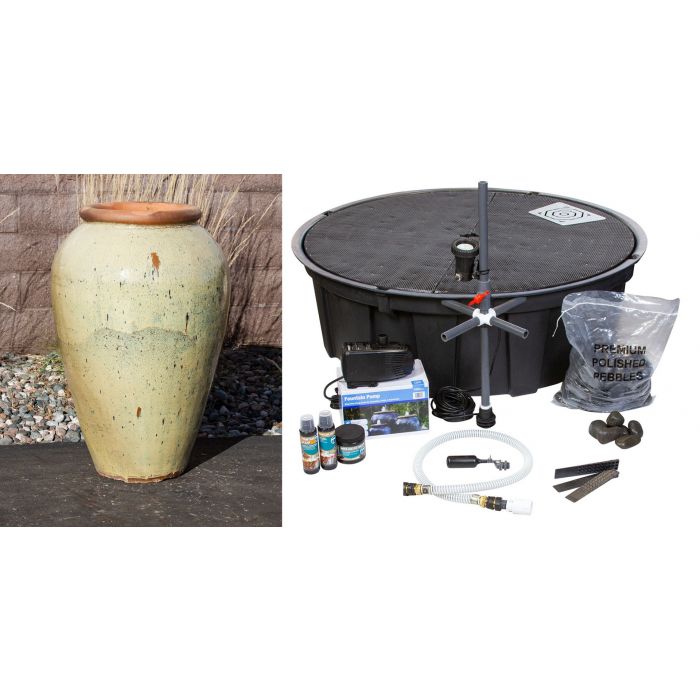 Tuscany FNT40703 Ceramic Triple Vase Complete Fountain Kit Vase Fountain Blue Thumb 
