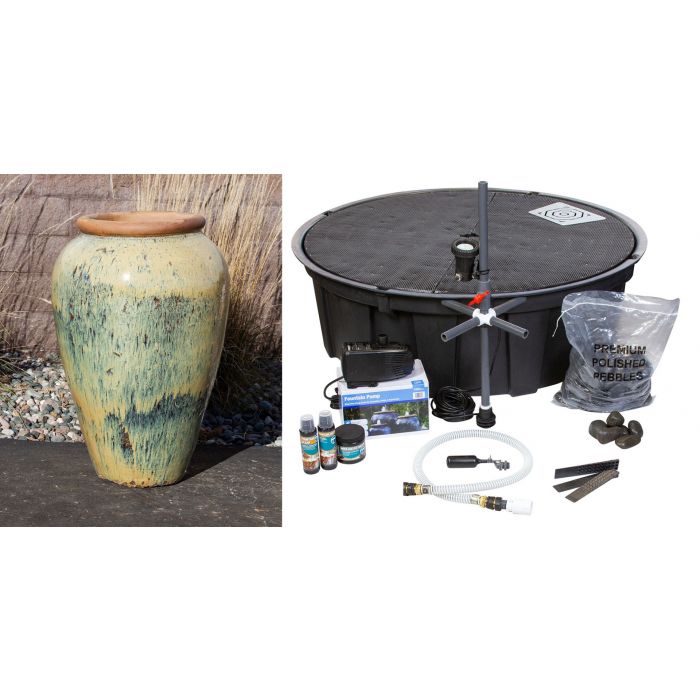 Tuscany FNT40705 Ceramic Triple Vase Complete Fountain Kit Vase Fountain Blue Thumb 