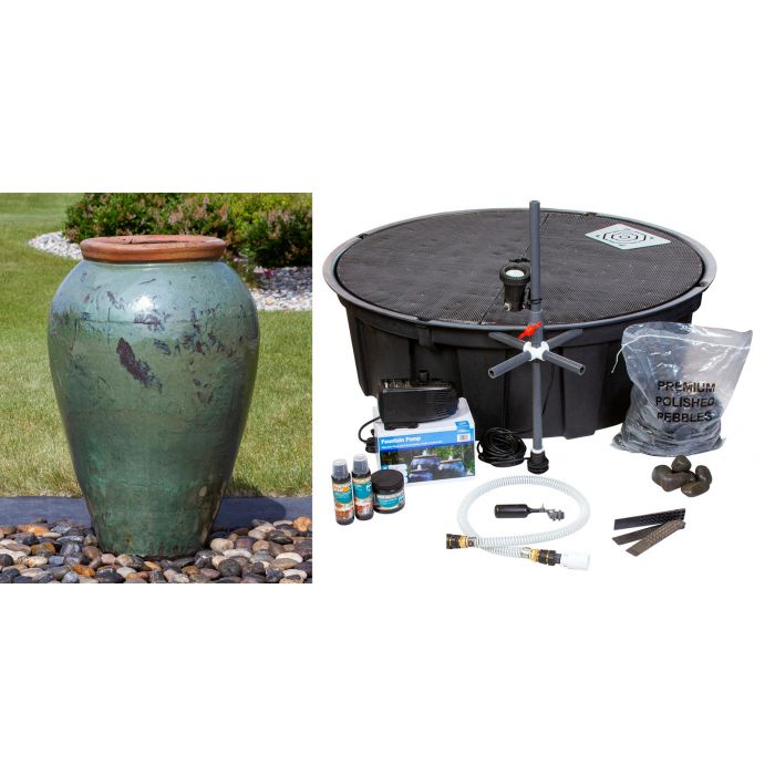 Tuscany FNT40750 Ceramic Triple Vase Complete Fountain Kit Vase Fountain Blue Thumb 