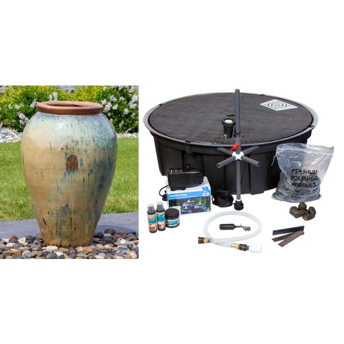 Tuscany FNT40752 Ceramic Triple Vase Complete Fountain Kit Vase Fountain Blue Thumb 