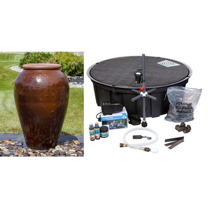 Tuscany FNT40754 Ceramic Triple Vase Complete Fountain Kit Vase Fountain Blue Thumb 