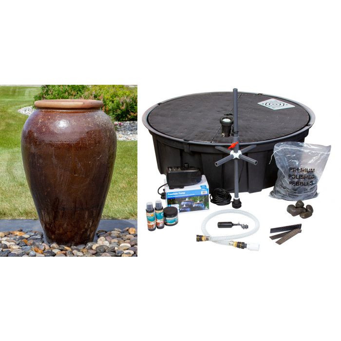 Tuscany FNT40755 Ceramic Triple Vase Complete Fountain Kit Vase Fountain Blue Thumb 