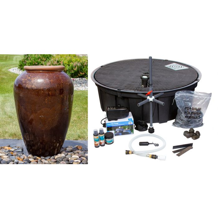 Tuscany FNT40757 Ceramic Triple Vase Complete Fountain Kit Vase Fountain Blue Thumb 