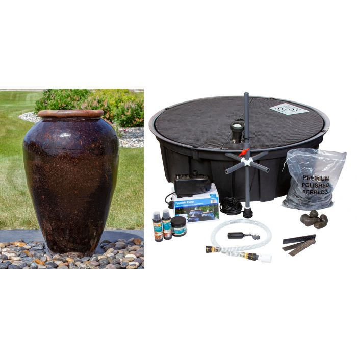 Tuscany FNT40758 Ceramic Triple Vase Complete Fountain Kit Vase Fountain Blue Thumb 